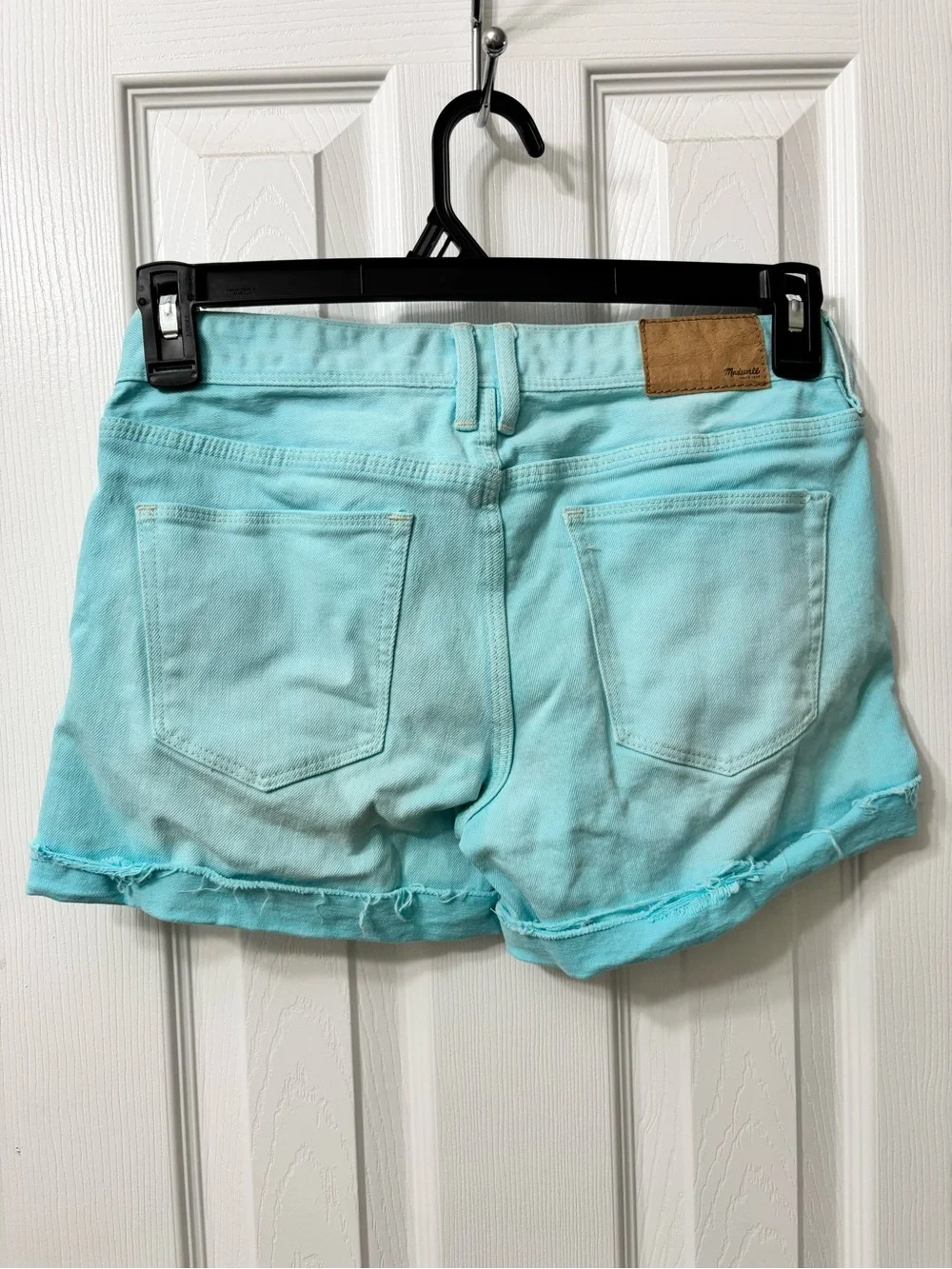 Madewell Women’s Size 26 Aqua Denim Cutoff Cuffed Shorts Summer Casual